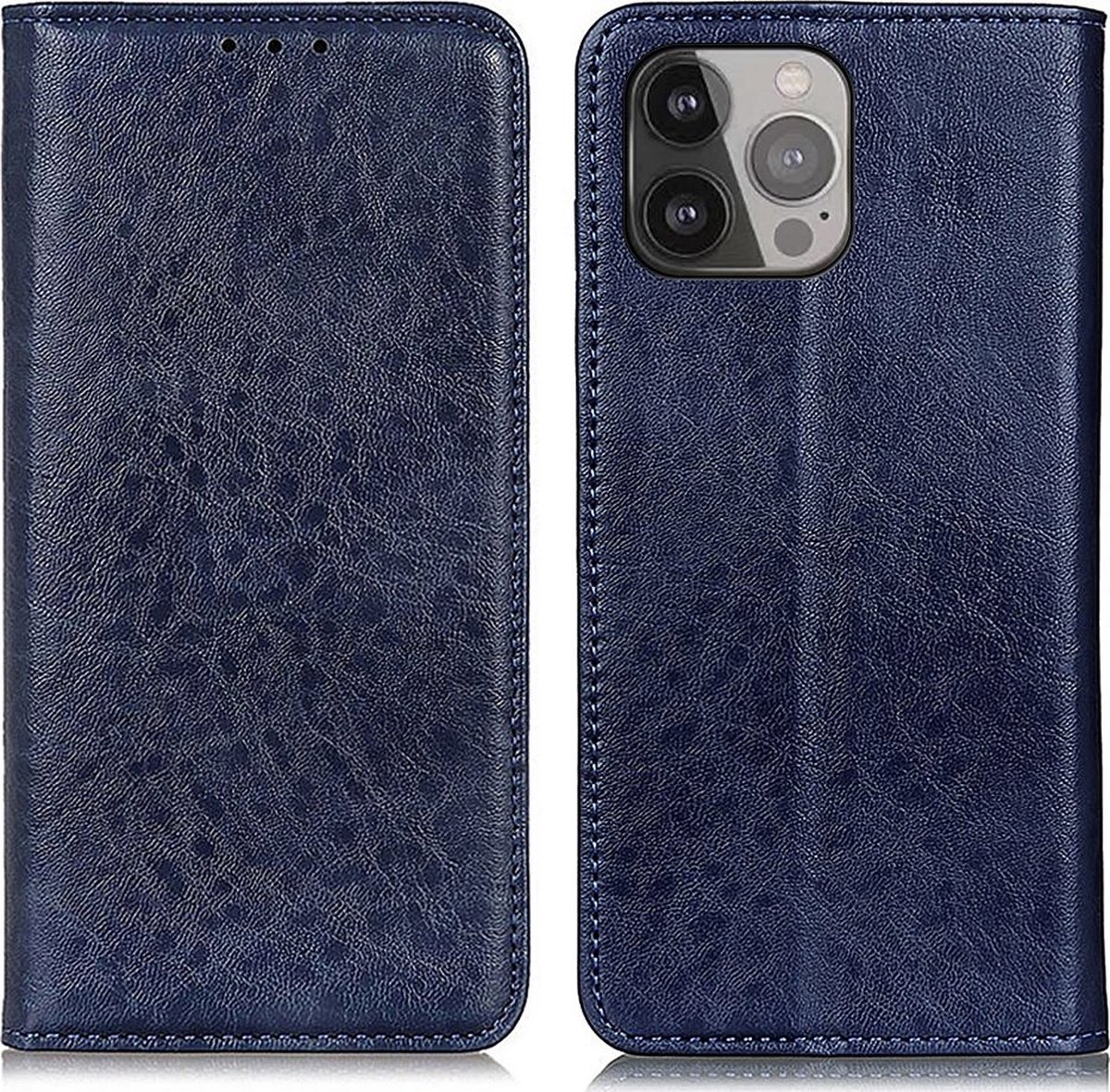 Mobigear Telefoonhoesje geschikt voor Apple iPhone 13 Pro Max Hoesje | Mobigear Classic Elegance Bookcase Portemonnee | Pasjeshouder voor 2 Pasjes | Telefoonhoesje voor Pinpas / OV Kaart / Rijbewijs - Blauw