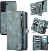 Caseme - Samsung Galaxy S22 - Vintage Portemonnee Hoesje - Blauw