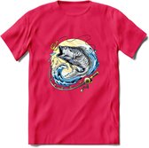 Vissen T-Shirt | Grappig Verjaardag Vis Hobby Cadeau Shirt | Dames - Heren - Unisex | Tshirt Hengelsport Kleding Kado - Roze - XL