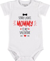 Baby Rompertje met tekst 'Sorry girls, my mommy is my valentine' | Korte mouw l | wit zwart | maat 62/68 | cadeau | Kraamcadeau | Kraamkado| valentijn