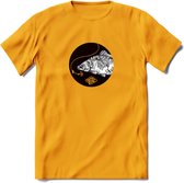 Fishing - Vissen T-Shirt | Grappig Verjaardag Vis Hobby Cadeau Shirt | Dames - Heren - Unisex | Tshirt Hengelsport Kleding Kado - Geel - 3XL