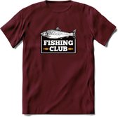 Fishing Club - Vissen T-Shirt | Grappig Verjaardag Vis Hobby Cadeau Shirt | Dames - Heren - Unisex | Tshirt Hengelsport Kleding Kado - Burgundy - L
