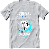 Cool People Do Fishing - Vissen T-Shirt | Blauw | Grappig Verjaardag Vis Hobby Cadeau Shirt | Dames - Heren - Unisex | Tshirt Hengelsport Kleding Kado - Licht Grijs - Gemaleerd - M