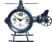 Table clock metal airplane black 19,5 cm hoog - tafelklok - uurwerk - horloge - industriestijl - vintage - industrieel - klok - tafel - metaal - cadeau - geschenk - relatiegeschenk