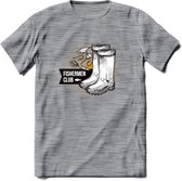 Fishing Boots - Vissen T-Shirt | Grappig Verjaardag Vis Hobby Cadeau Shirt | Dames - Heren - Unisex | Tshirt Hengelsport Kleding Kado - Donker Grijs - Gemaleerd - 3XL