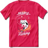 Cool People Do Fishing - Vissen T-Shirt | Oranje | Grappig Verjaardag Vis Hobby Cadeau Shirt | Dames - Heren - Unisex | Tshirt Hengelsport Kleding Kado - Roze - L