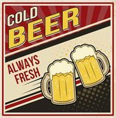 Retro Wenskaart Cold Beer Always Fresh