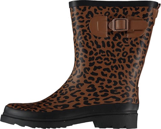 XQ Footwear - Bottes de pluie pour femmes - Bottes en caoutchouc - Femme - Festival - Imprimé panthère - Caoutchouc - marron - noir - Taille 41