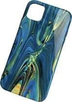 AnnaThome - iPhone 11 telefoonhoesje - Universe - Marmer - Blauw - Geel