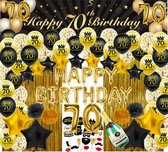 70 jaar verjaardag versiering - 70 Jaar Feest Verjaardag Versiering Set 87-delig  - Happy Birthday Slinger & Ballonnen - Decoratie Man Vrouw - Zwart en Goud
