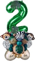 Safari ballonnen set - verjaardag 2 jaar - Folie ballon jungle Leeuw Aap Zebra - 10 delig