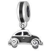EAR IT UP - Bedel - Auto - Volkswagen Kever - Emaille - Beetle - 925 sterling zilver - Charm - Bead - Zwart - 20 x 14 mm - 1 stuk