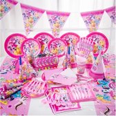 Pony - Meisjes - Verjaardag - Versiering - Set - Feest - pakket - ballonnen - Kinder feest - XXL - Pony - Feestpakket - Decoratie -Taart - Topper - Slingers - Borden -Bekers -Balloon - Ballonnen - Prinses - Blokjes - Poppetjes - Rietjes - paard