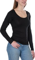 ConfidenceForAll® Dames Premium Anti Zweet Shirt met Ingenaaide Okselpads - Zijdezacht Modal en Verkoelend Katoen - Maat M Zwart Lange mouw
