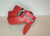 Unisex - Lederen riem met automatische sluiting - rood