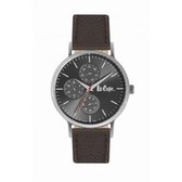 Lee Cooper LC06834.062 - Horloge - Analoog - Heren - Mannen - leren band - Bruin - Zwart - Grijs