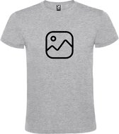 Grijs  T shirt met  " Geen foto icon " print Zwart size XXXXL