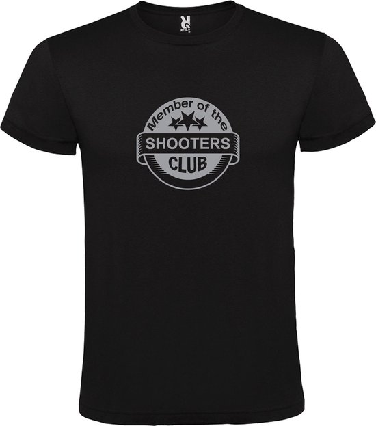 Zwart T shirt met " Member of the Shooters club "print Zilver size XXXXL
