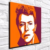 David Bowie Pop Art Acrylglas - 100 x 100 cm op Acrylaat glas + Inox Spacers / RVS afstandhouders - Popart Wanddecoratie