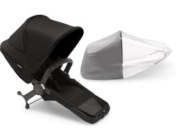 Bugaboo Donkey 5 Duo, complete uitbreidingsset, verbeterd design, omkeerbare stoel en sturen met één hand, Midnight Black