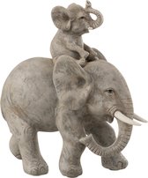 Grijze olifant met baby op rug