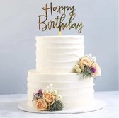 Taart Decoratie - Happy Birthday - Taarttopper - Goud