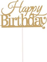 Taart Decoratie - Verjaardag - Taarttopper - Happy Birthday - Goud