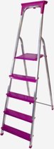 Aluminium Trapladder - Huishoudtrap met 5 Magenta treden - 150 kg