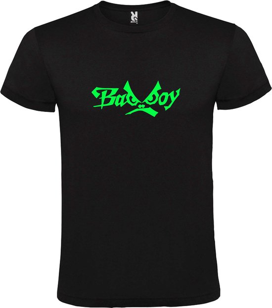 Zwart  T shirt met  "Bad Boys" print Neon Groen size XXXL