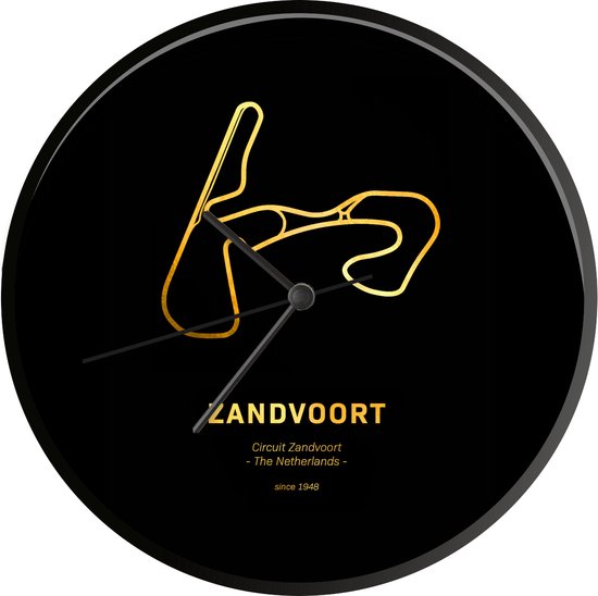 Klok - Ø 30 cm - Circuit - Zandvoort - Formule 1 - Zwart - Wandklok - Cadeau voor man