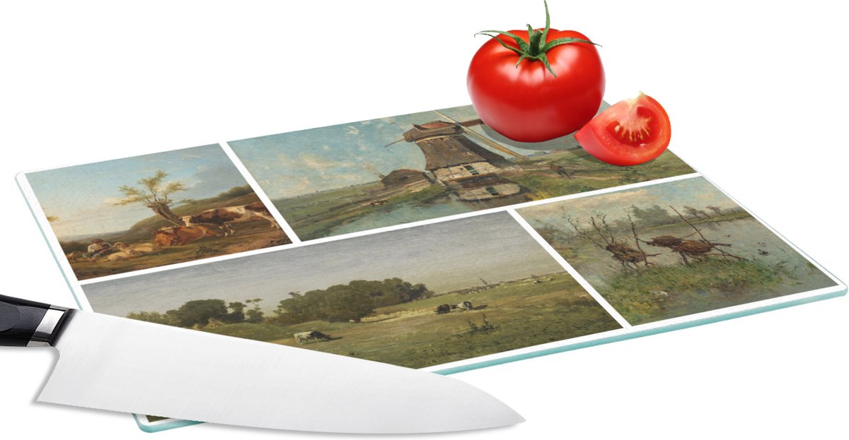 Glazen Snijplank - 28x20 - Collage - Nederland - Kunst - Snijplanken Glas