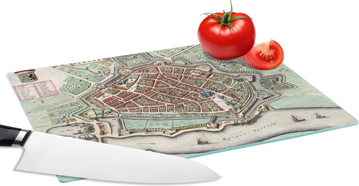 Glazen Snijplank - 28x20 - Plattegrond - Antiek - Nederland - Snijplanken Glas
