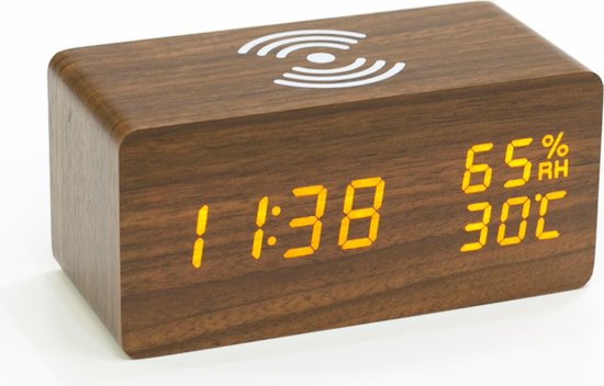 Teleurgesteld plan Voorzichtig Digitale klok - Bureauklok - Wooden look - Temperatuur +  Luchtvochtigheidsmeter +... | bol.com