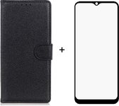 Motorola moto E20 / E40 zwart agenda book case hoesje + full glas screenprotector