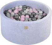 Ronde ballenbak VELVET 90x40 - Baby Blauw incl 300 ballen - Zilver, Grijs, Wit Pearl, Pastel Roze | Ballenbakje.nl