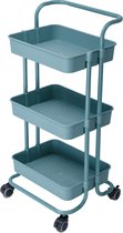 -trolley-blauwe opbergwagen-rollende gereedschapswagen-thuis opbergplank-organizer rack-3 Tier-stalen buis