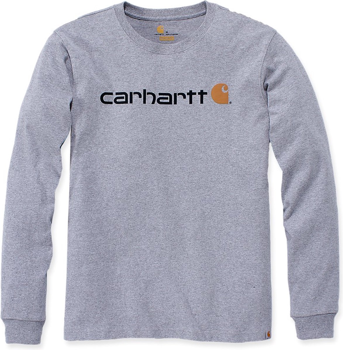 Carhartt 104107 Core Logo Longsleeve T-Shirt - Relaxed Fit - Heather Grey - L