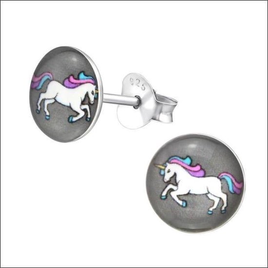 Aramat jewels ® - 925 sterling zilveren logo kinder oorbellen eenhoorn