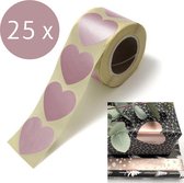 Sluitsticker - Sluitzegel - 25 stuks - Rose Roze Goud Hart - Groot 50mm - Trouwkaart - Geboortekaart | Goud Rose Roze | Hartjes - Hart | Envelop stickers | Cadeau - Traktatie | Leu