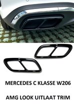 Mercedes C Klasse W206 Zwart Black Dubbele uitlaat trim tip decoratie lijsten Styling Sierstuk 63 AMG Look