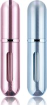 Parfum Verstuiver Navulbaar - Mini Parfum Flesje - Reisflesje - Lichtblauw & Lichtroze - 2 stuks