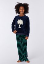 Woody pyjama meisjes - koe - donkerblauw - 212-1-PDV-V/885 - maat 140