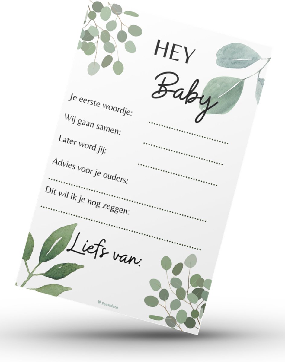 Goedkoopste Voorspelkaarten Babyshower - Hey Baby Botanical - 10 stuks