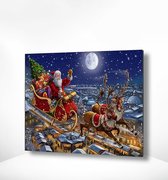 Painting Expert® Schilderen op nummer Volwassenen - Schilderen op nummer Kinderen - Kerstman en Rendier - 40x50cm - Exclusief Lijst (24 kleurtjes)