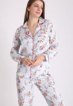 Satijn Dames Pyjama Set met bloemenprint Maat XXL