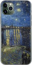 Geschikt voor iPhone 11 Pro Max hoesje - Sterrennacht boven de Orsay Parijs - Vincent Van Gogh - Siliconen Telefoonhoesje