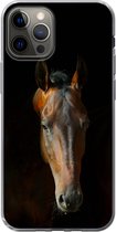 Geschikt voor iPhone 12 Pro hoesje - Paarden - Dieren - Bruin - Siliconen Telefoonhoesje
