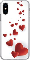 Geschikt voor iPhone X hoesje - Een illustratie van een pad van hartjes - Siliconen Telefoonhoesje