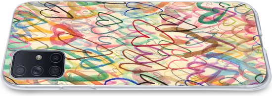 Coque Samsung Galaxy A71 - Un dessin avec des coeurs - Siliconen