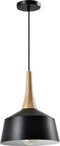 QUVIO Hanglamp Scandinavisch - Lampen - Plafondlamp - Verlichting - Keukenverlichting - Lamp - Minimalistisch -  E27 fitting - Voor binnen - Met 1 lichtpunt - Aluminium - Hout - D 27 cm - Zwa